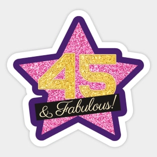 45th Birthday Gifts Women Fabulous - Pink Gold Sticker